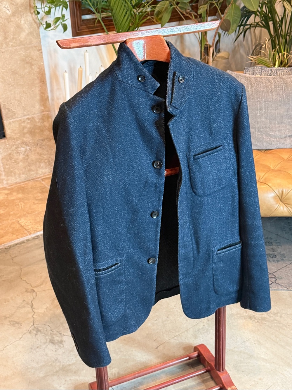 Men's Stand-Collar Shirt Jacket in Navy